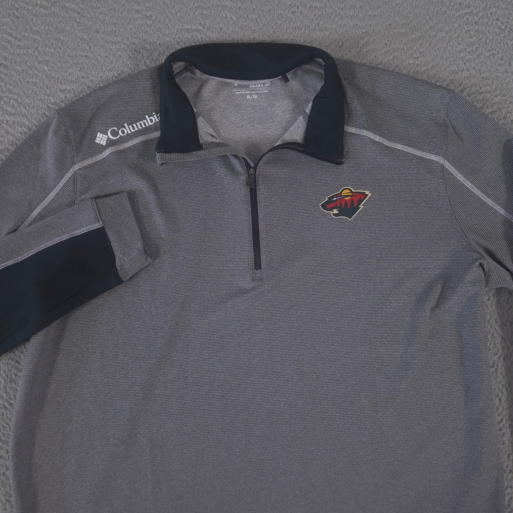 Columbia Pullover Mens XL Grey Shotgun 2.0 Omni-Wick Minnesota Wild NHL Hockey